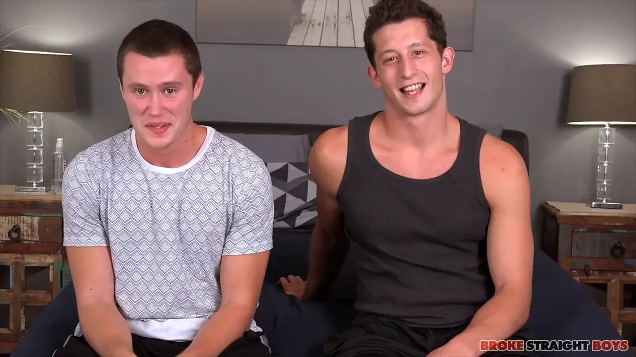 Straight college jock Damien Nichols fucks his buddy Drake bareback