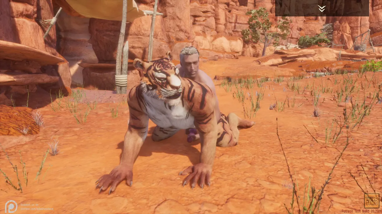 Gay cartoon hunks perform rough bareback sex with a muscular tiger