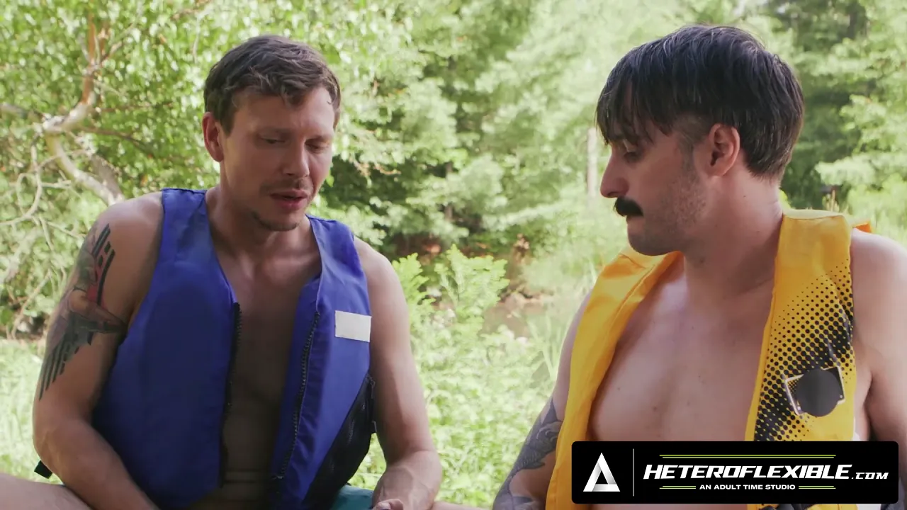Straight guy Ethan Chase borrows buddy Seb Leblan's phone for porn after jet ski accident