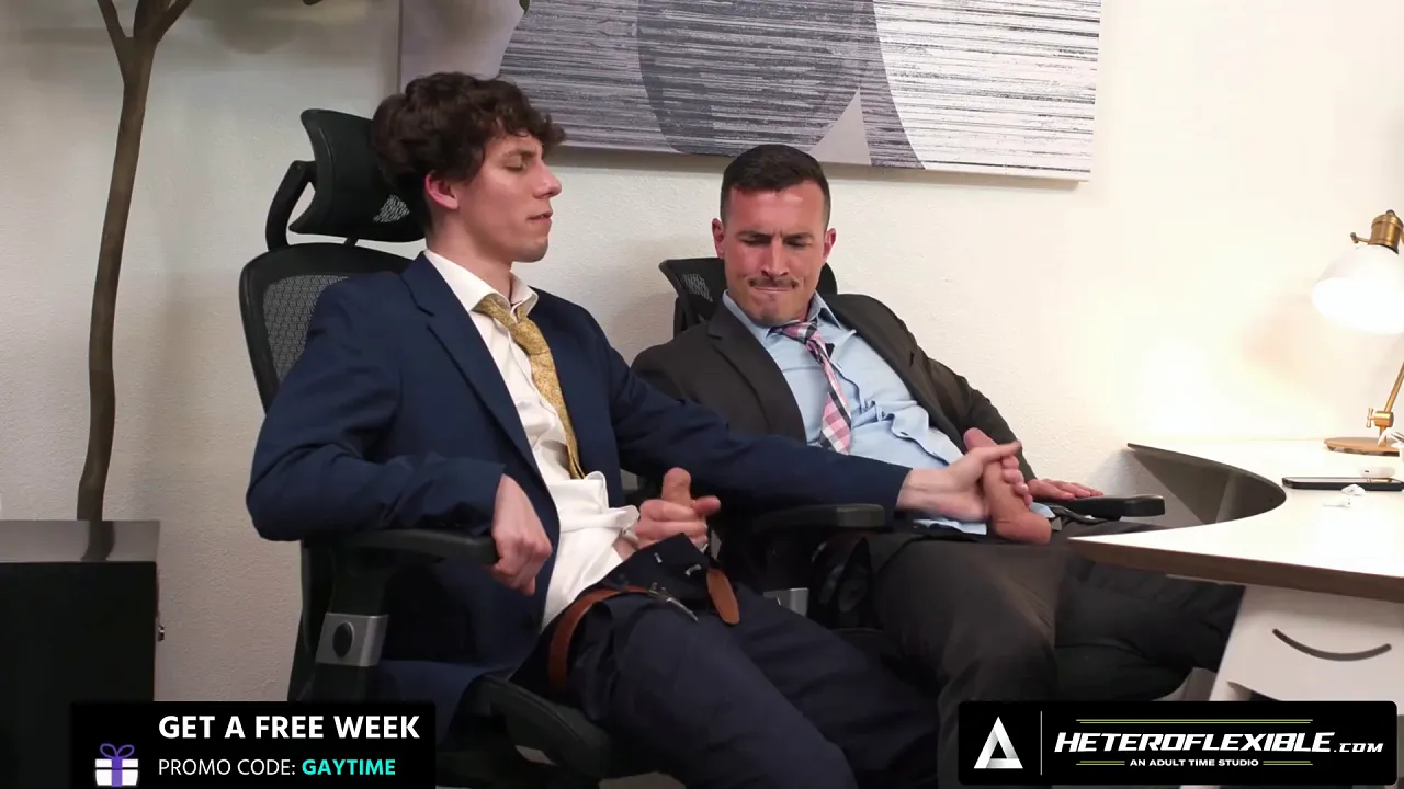 Gay coworkers fuck quietly after one walks in on the other jerking off