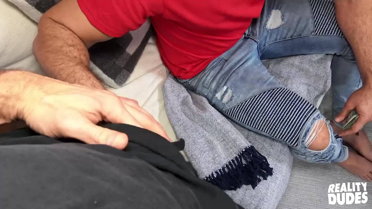 Muscular delivery guy Nic Sahara lets a horny customer fuck his ass for cash