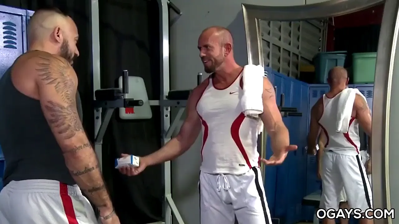 Gay locker room hardcore anal sex with a big Latino cock