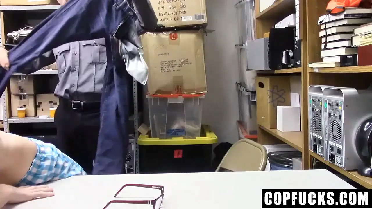 Gay twink shoplifted and punished with rough anal, blowjob by straight cop in POV