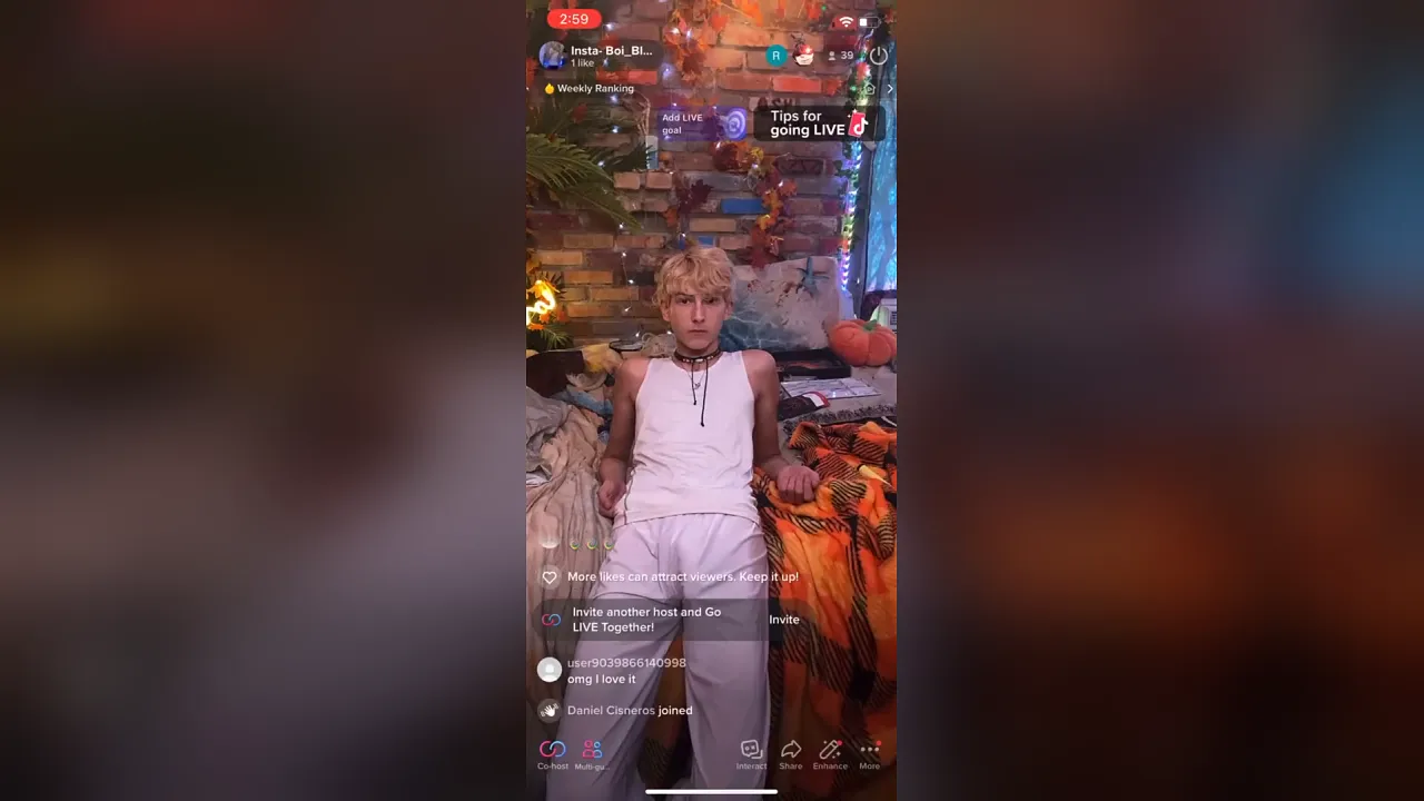 Twink shows his hard cock on TikTok LIVE while jacking off
