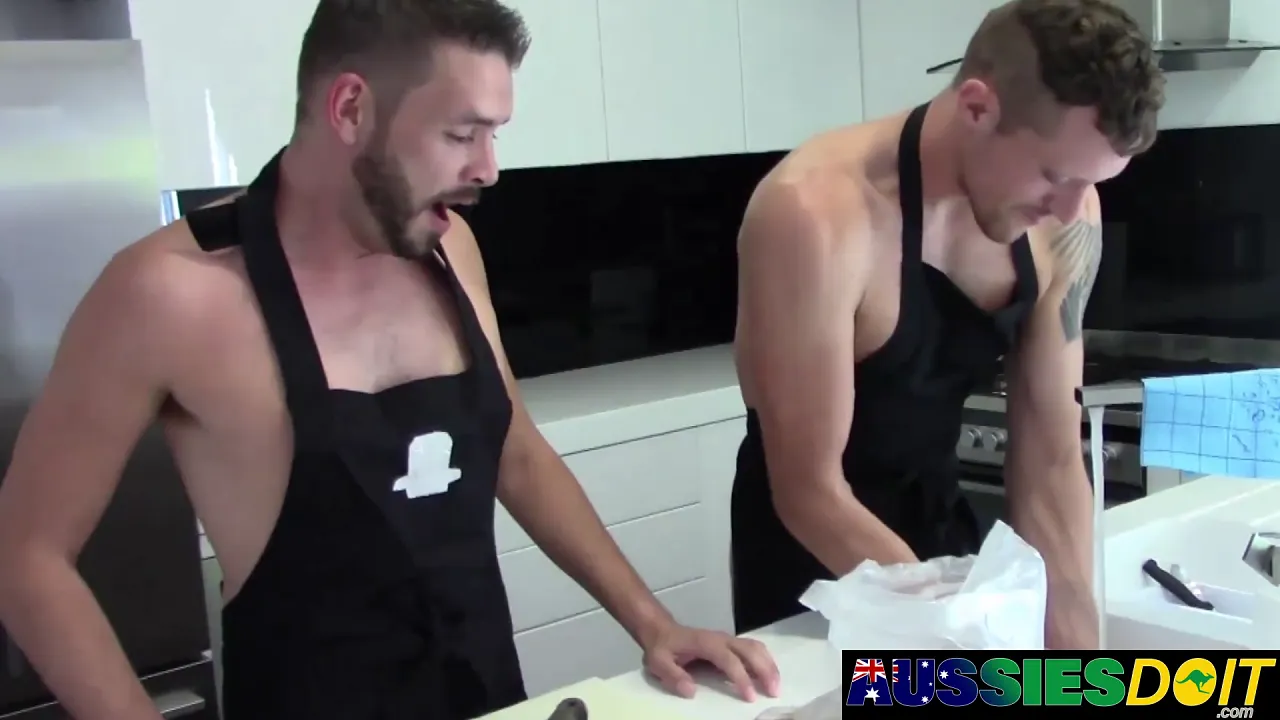 Aussie twink Danny gets a blowjob and fucked by Randy's huge cock