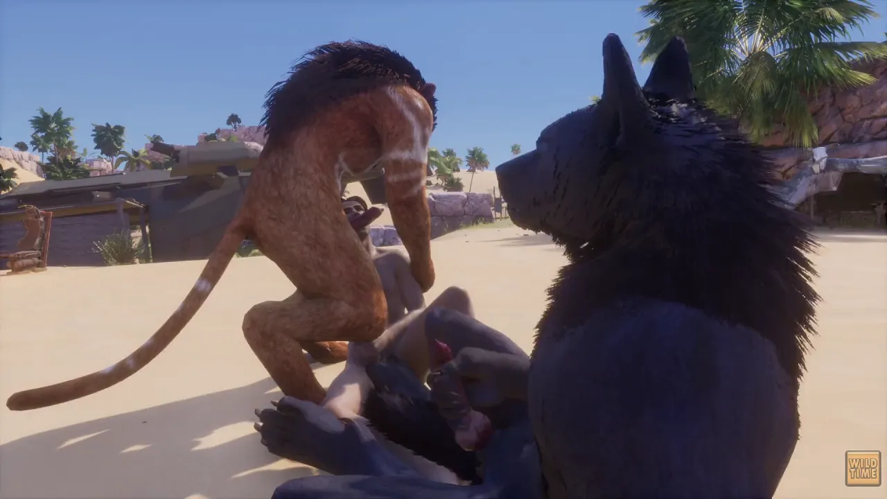 Gay twink gets a bareback gangbang from a group of furry bears