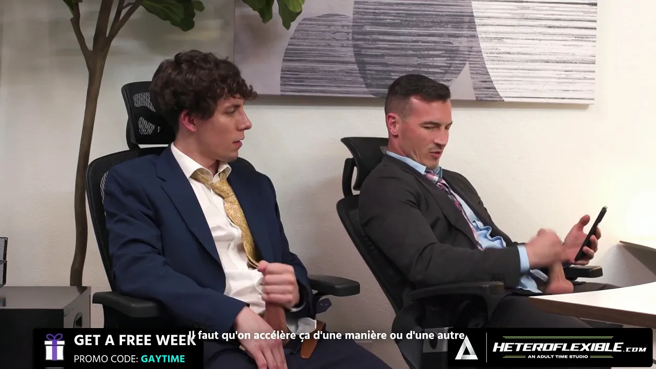 Gay coworkers Cristiano Bellani and Derek Kage have mutual masturbation, oral sex and