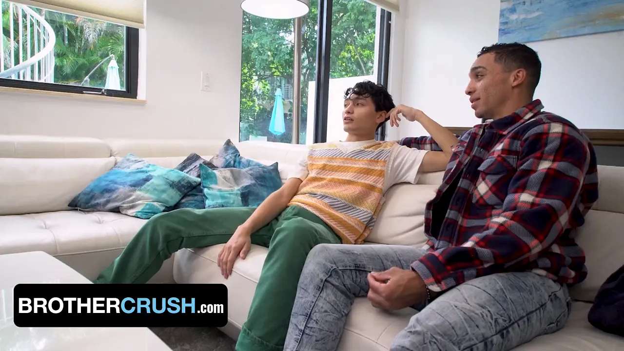Gay stepbro Amone Bane teaches his younger stepbro Donovan how to masturbate