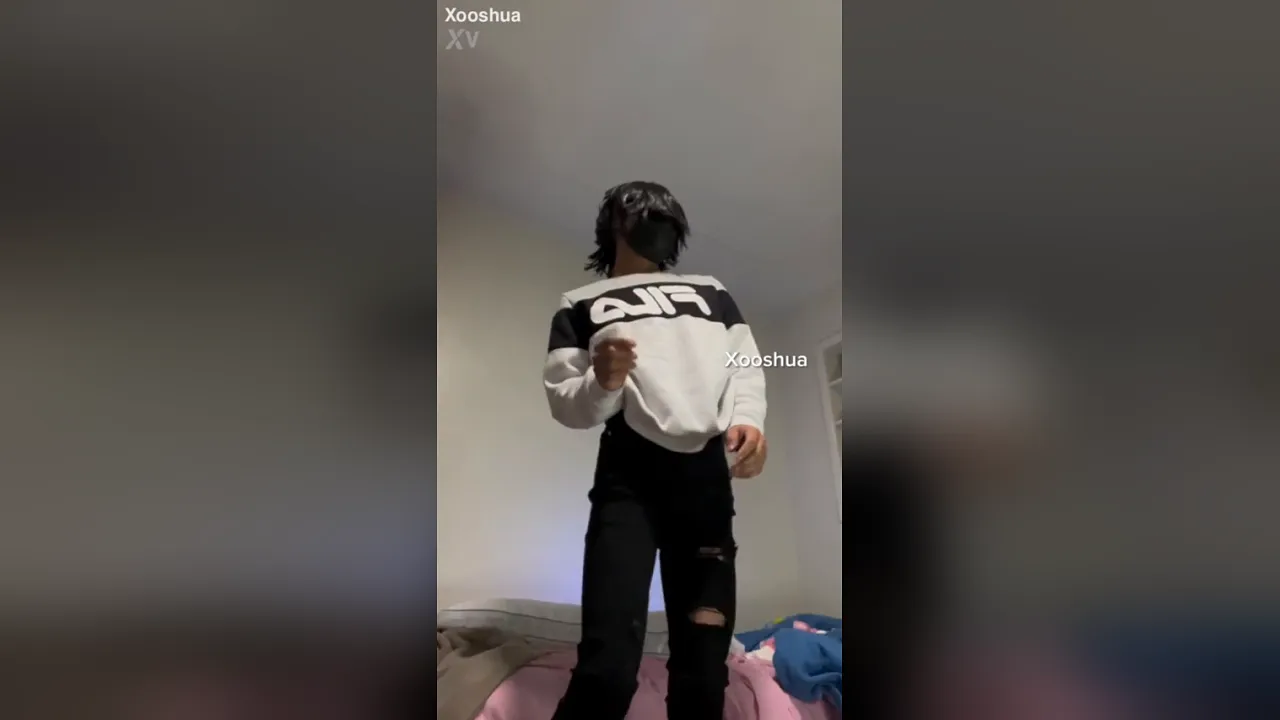 Adorable young gay femboy twink in tight pretty clothes