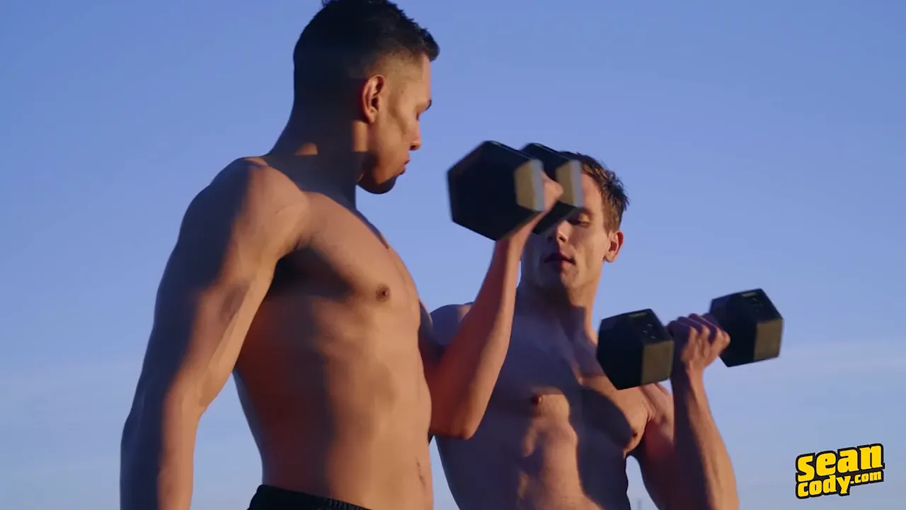 Gay bareback video: Sean Cody's Ernie pounds Greyson's eager asshole doggystyle before