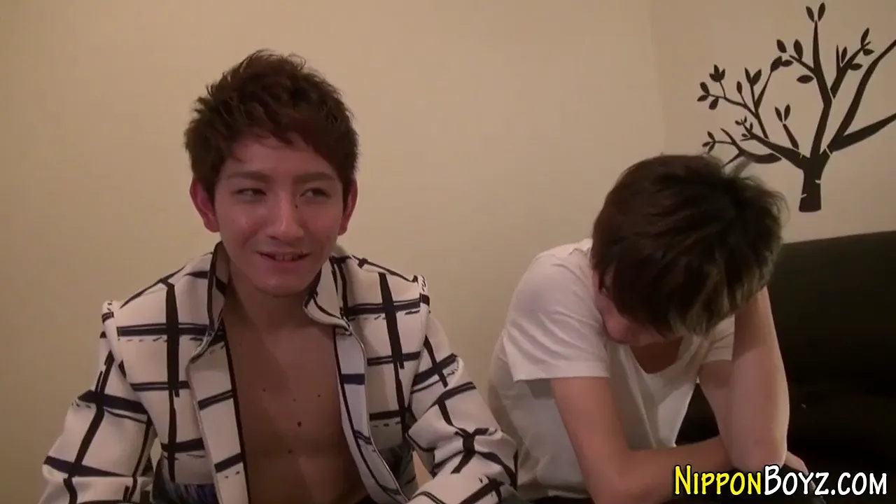 Asian twink tugs his cock until he cums hard