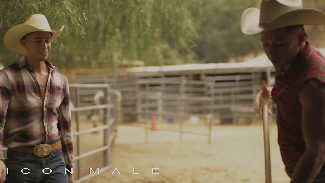 Muscular cowboy Clark Davis fucks twink Vincent Orielly's bubble butt bareback at the