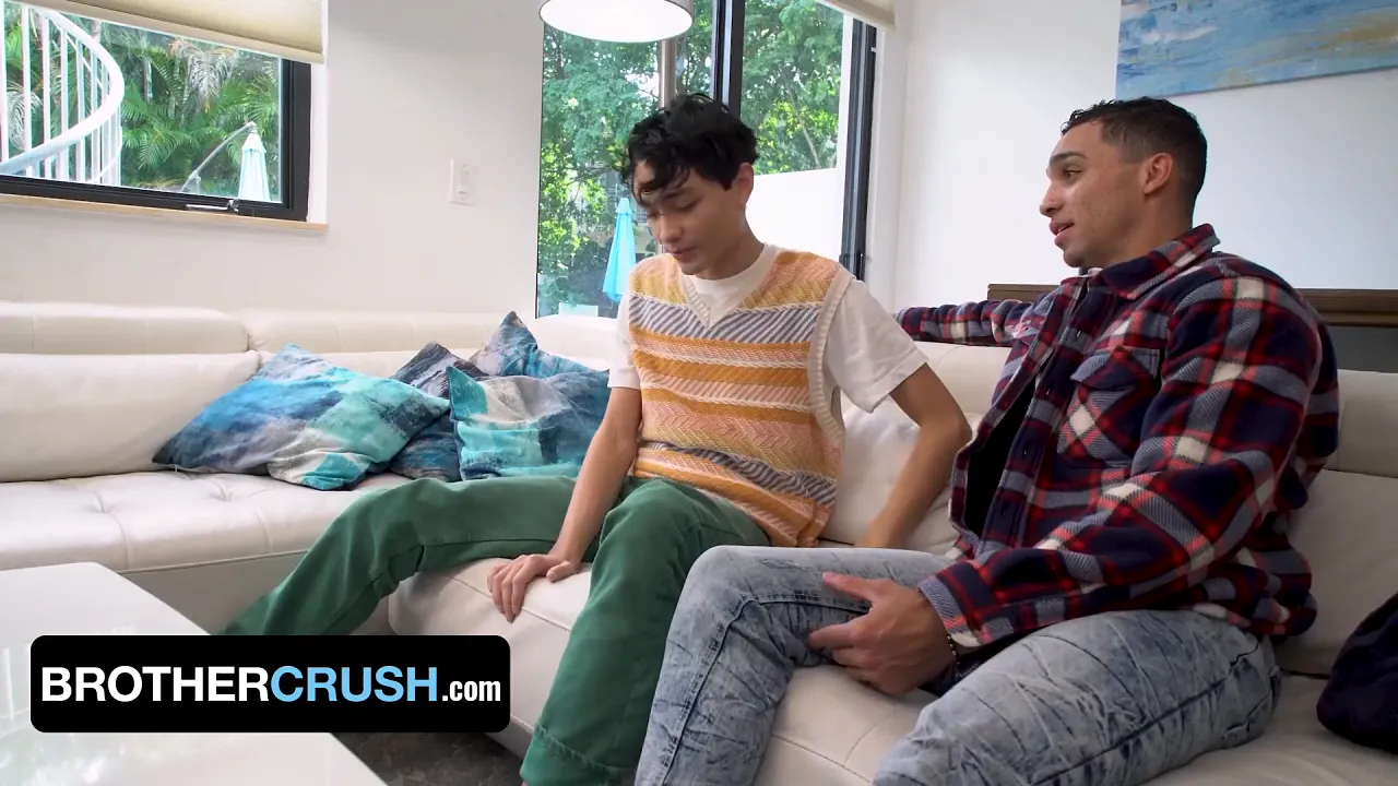 Gay Asian stepbro Amone Bane teaches his young stepbro Donovan how to masturbate