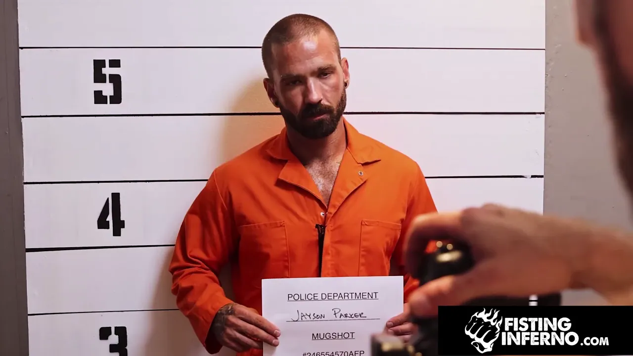 FISTING INFERNO - brawny cop destroys tatted inmates assholes