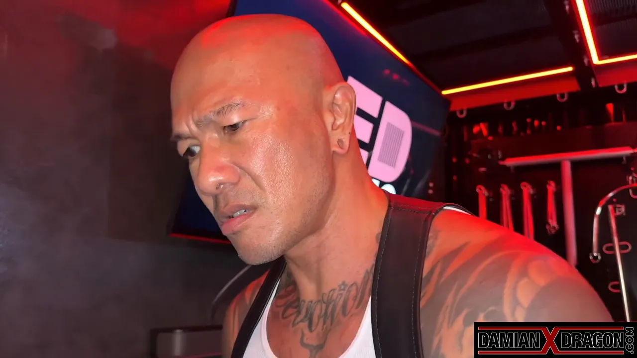 Gay muscle guy Damian Dragon dominates submissive Asian bottom ryan blone