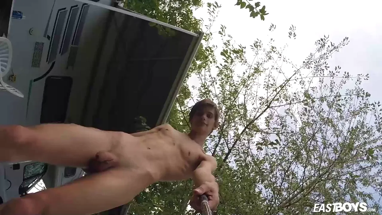 Straight college guy gives handjob to a big-dicked stranger