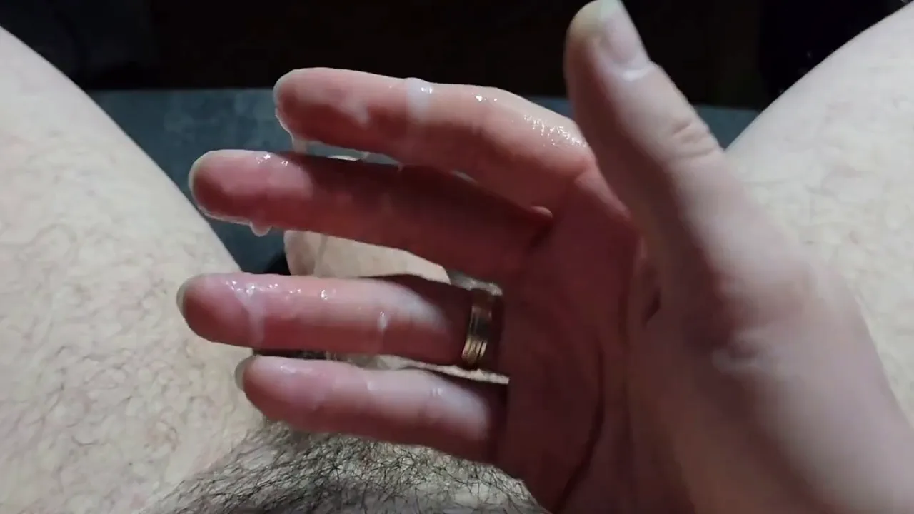 Gay man masturbates with big cock in close-up POV video