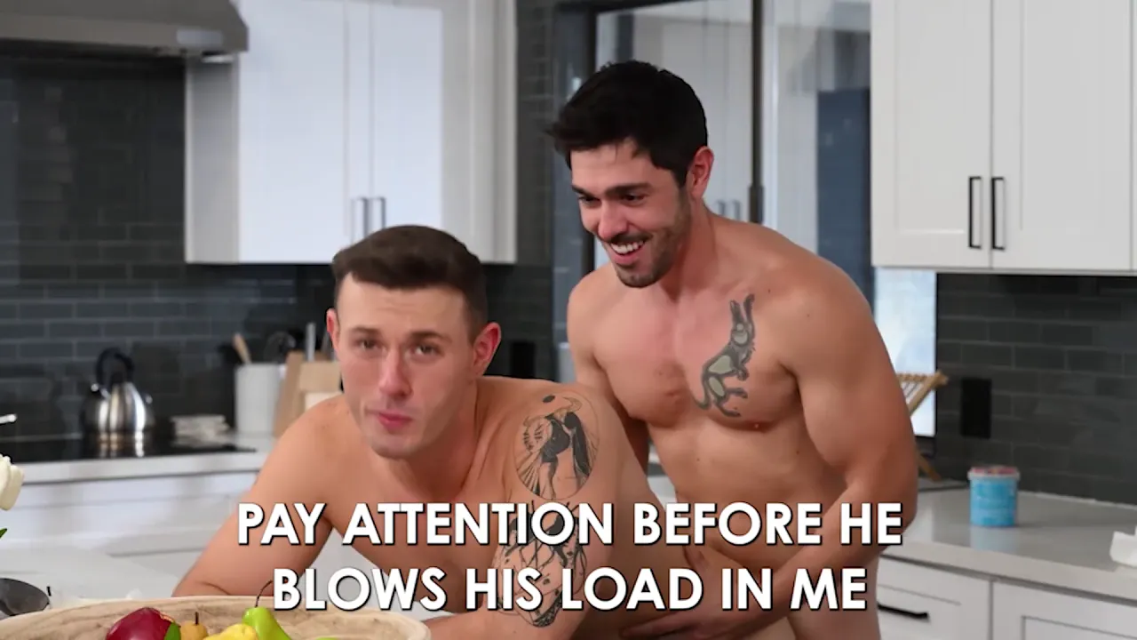 Gay top Enzo Muller uses big bareback dick to fuck bottom Angel Elias on the water