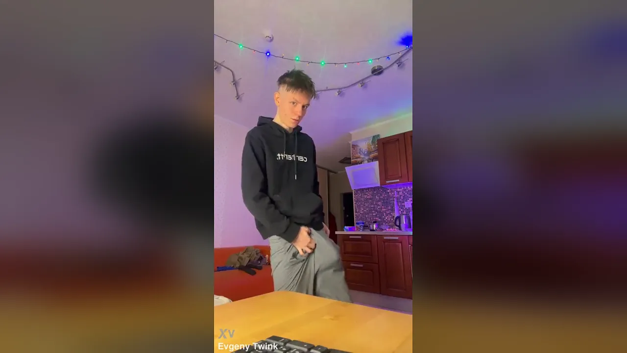 Slim twinky solo masturbation with a huge cock