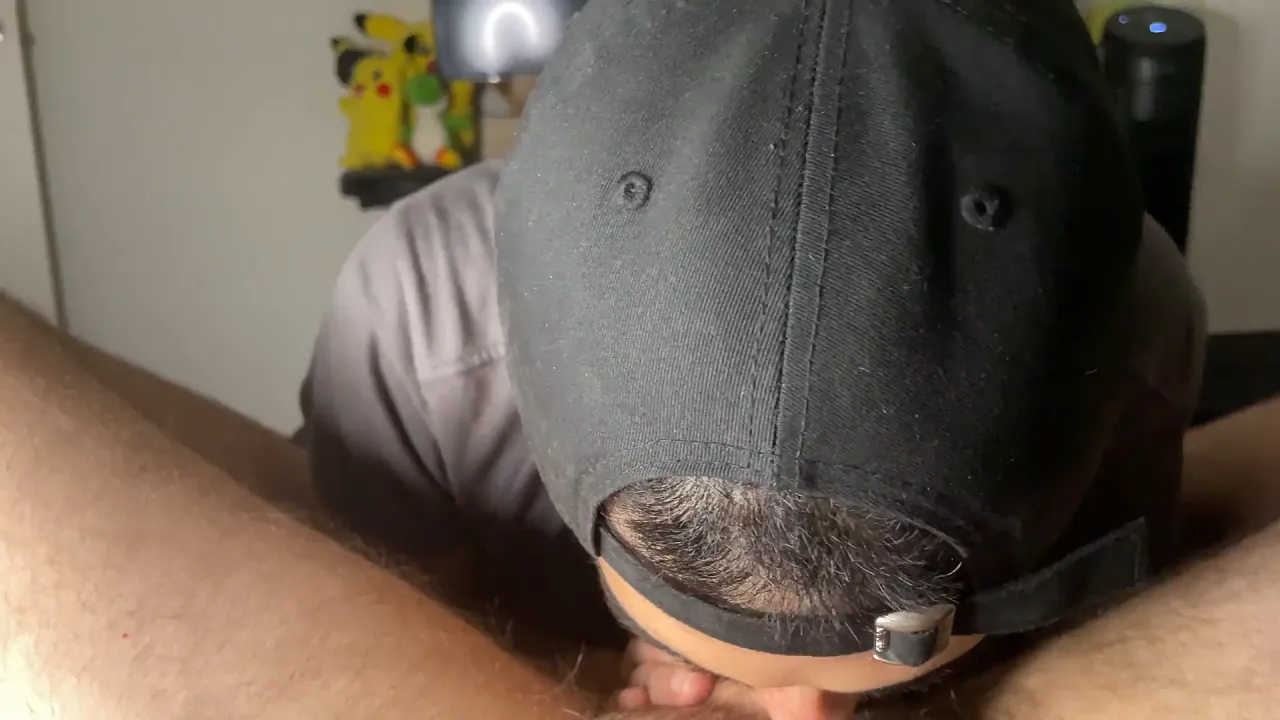 Gay twink sucks big cock hard before taking a cumshot