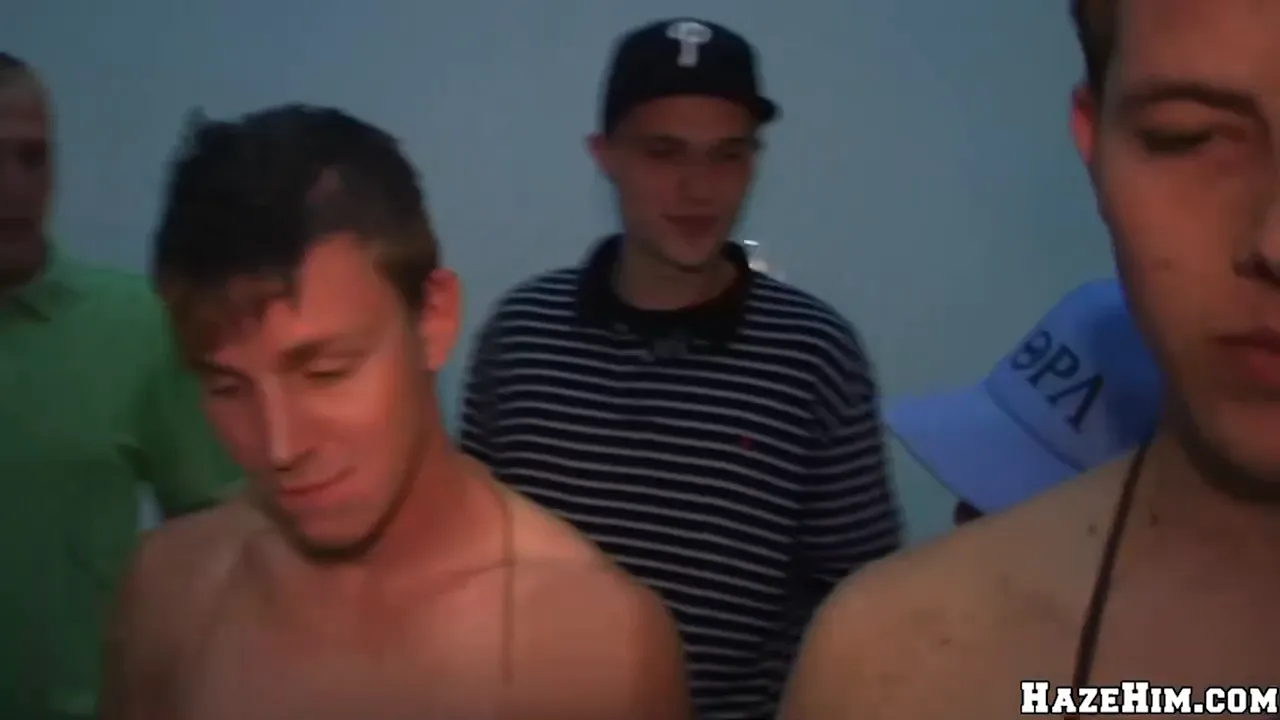 Two college pledges take turns sucking and fucking each other's big bareback dicks in a