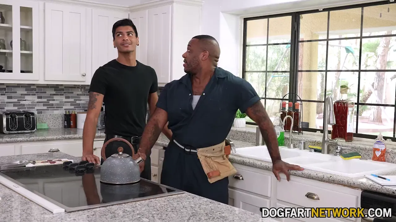 BlacksOnBoys: Black plumber with big dick fixes Latino jock's tight ass by sucking and