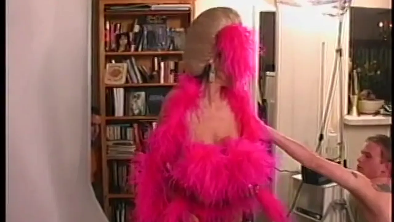 Bisexual guys fuck submissive blonde with big tits doggy style