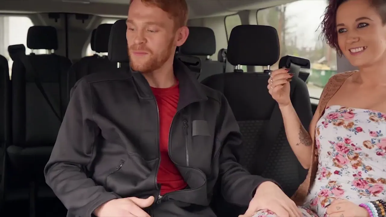 Gay hunks Calhoun Sawyer and Tannor Reed have a bareback blowjob in the car