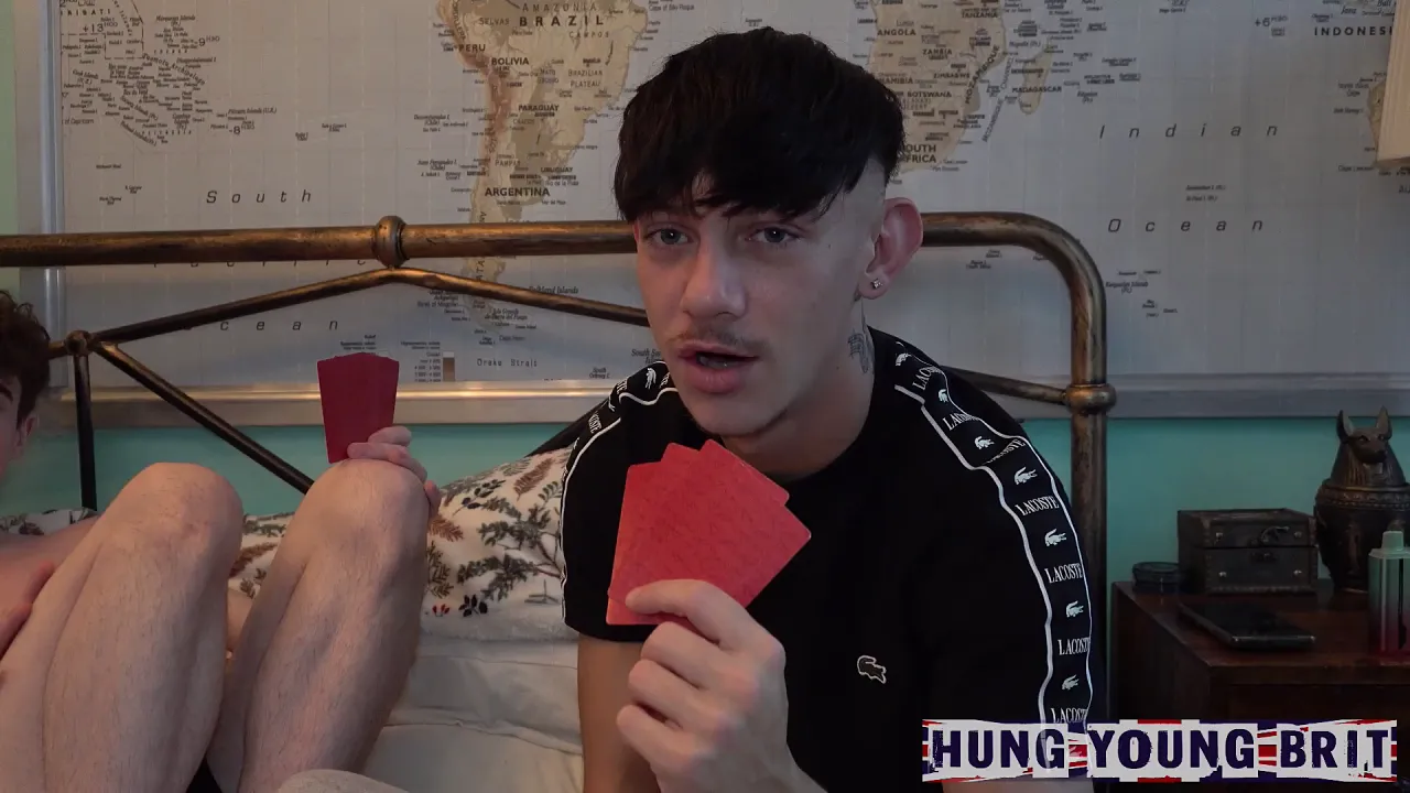 Gay twinks fuck bareback in a group scene