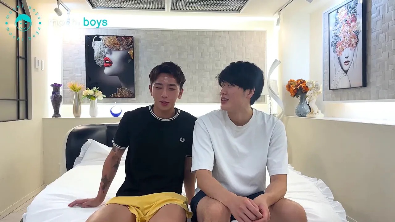 Asian guys Taishi and Toyo massage each other's muscular bodies with oil