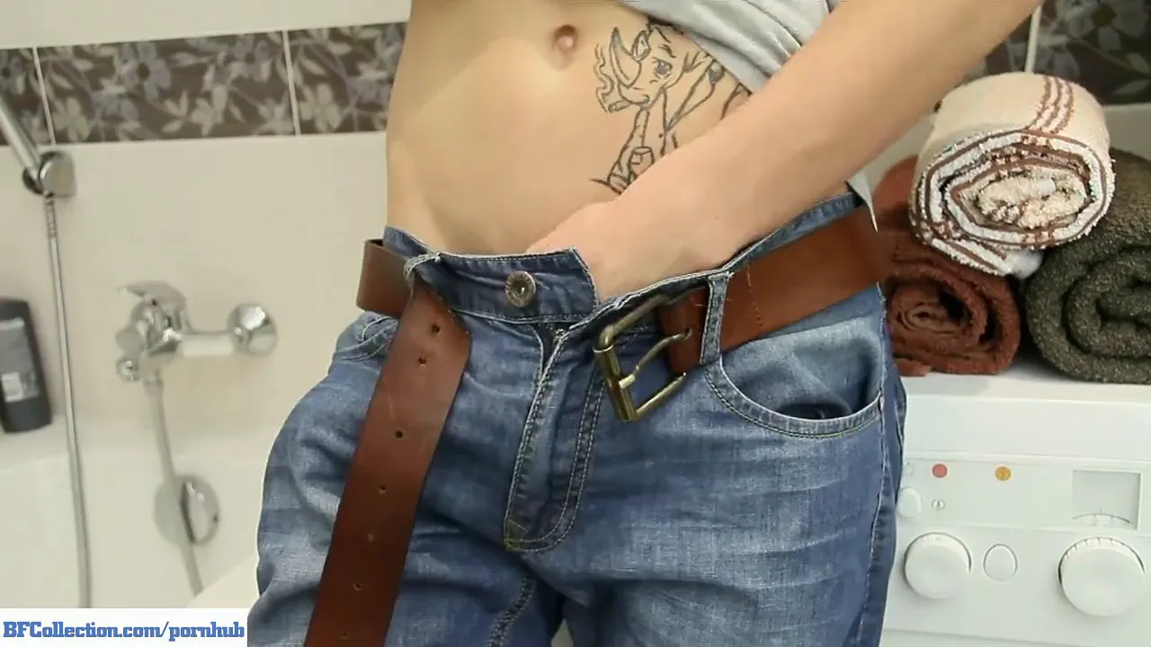 Gay twink jerks off and cums
