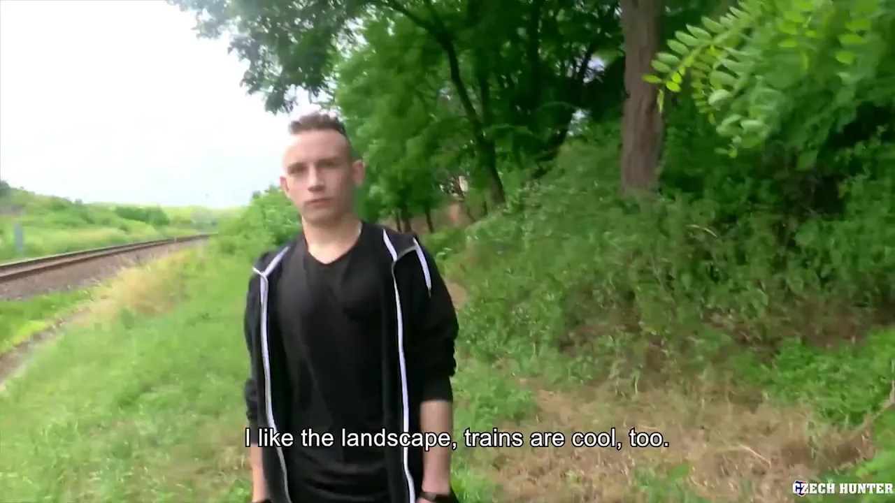 Gay twink's tight asshole stretched and filled by daddy's big cock in public
