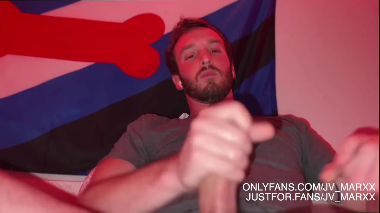 Gay solo male masturbates with a big dick in a plastic pussy