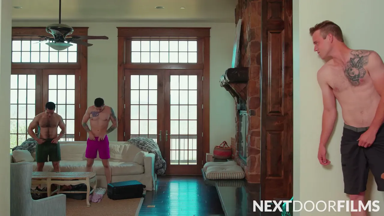 Straight jock Jayden Marcos gets a bareback blowjob and banged by his college hunk best