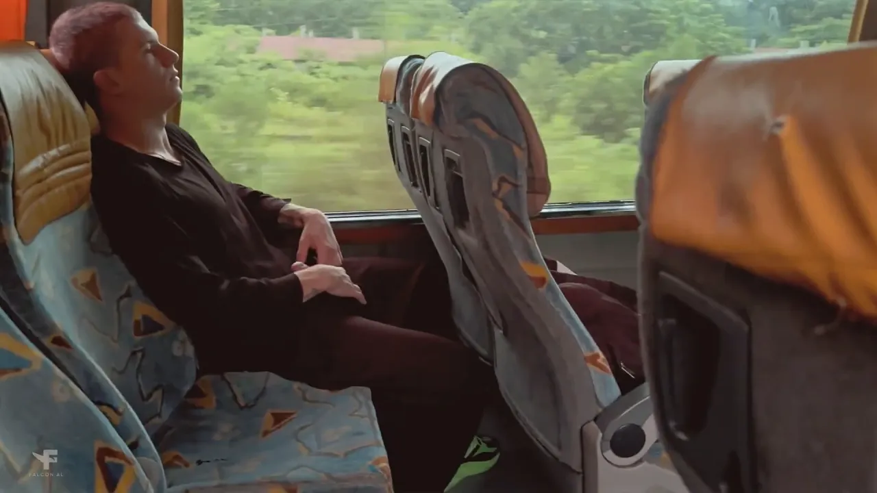 Gay man Falcon Al masturbates and gives a blowjob to another guy on the bus