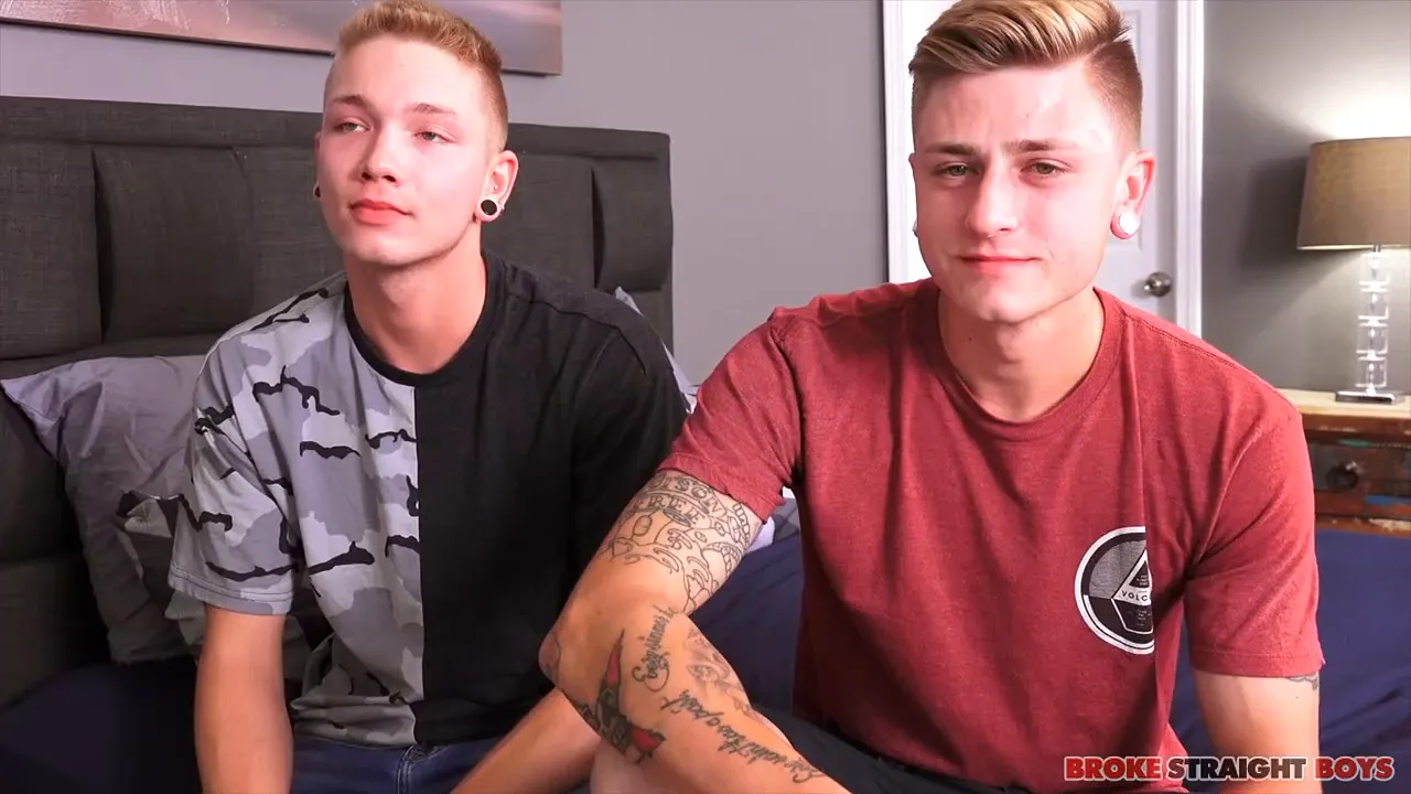 Straight college guy Landon fucks and sucks twink Connor bareback