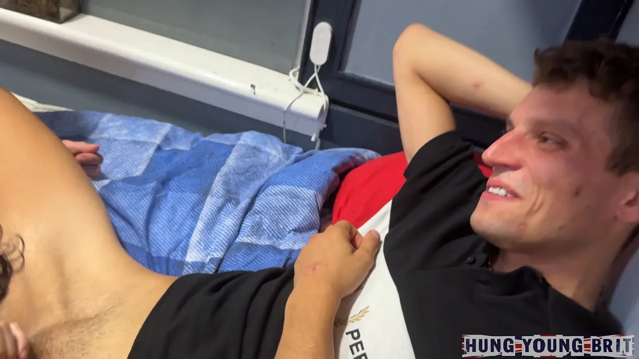 Twink rides huge uncut cock in gay group blowjob