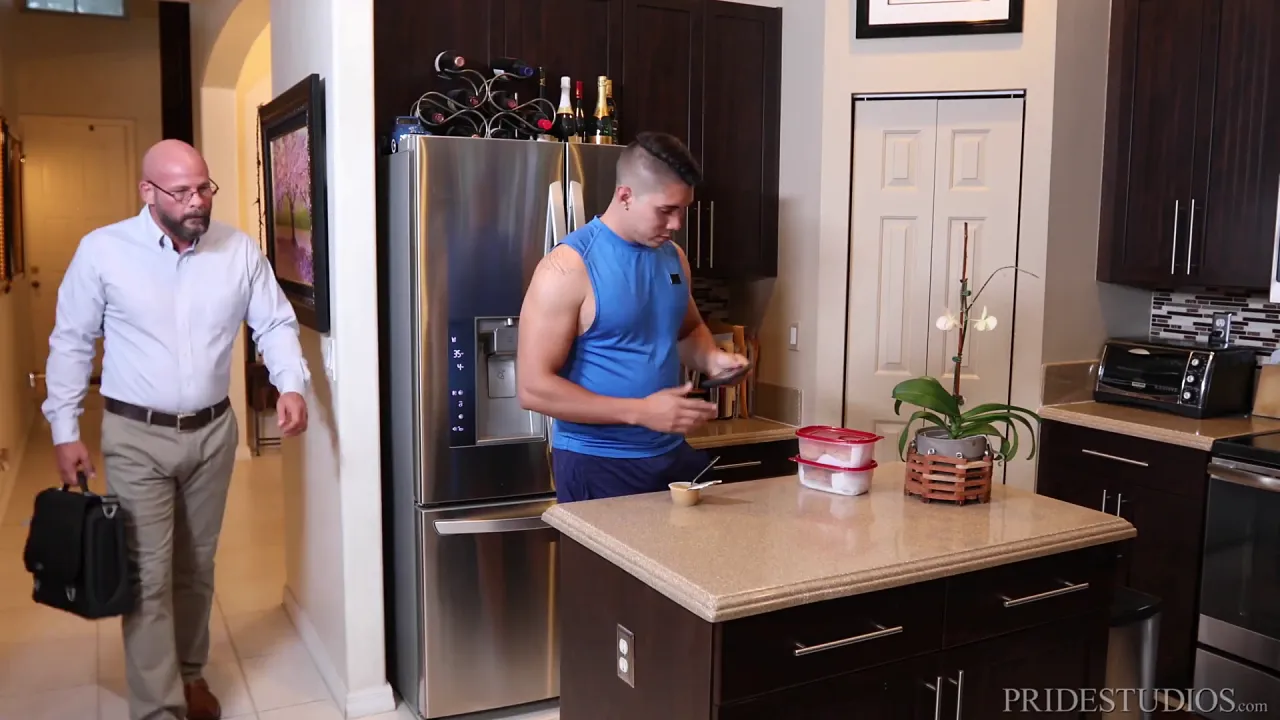 Latin jock gives stepdad a blowjob and bareback sex