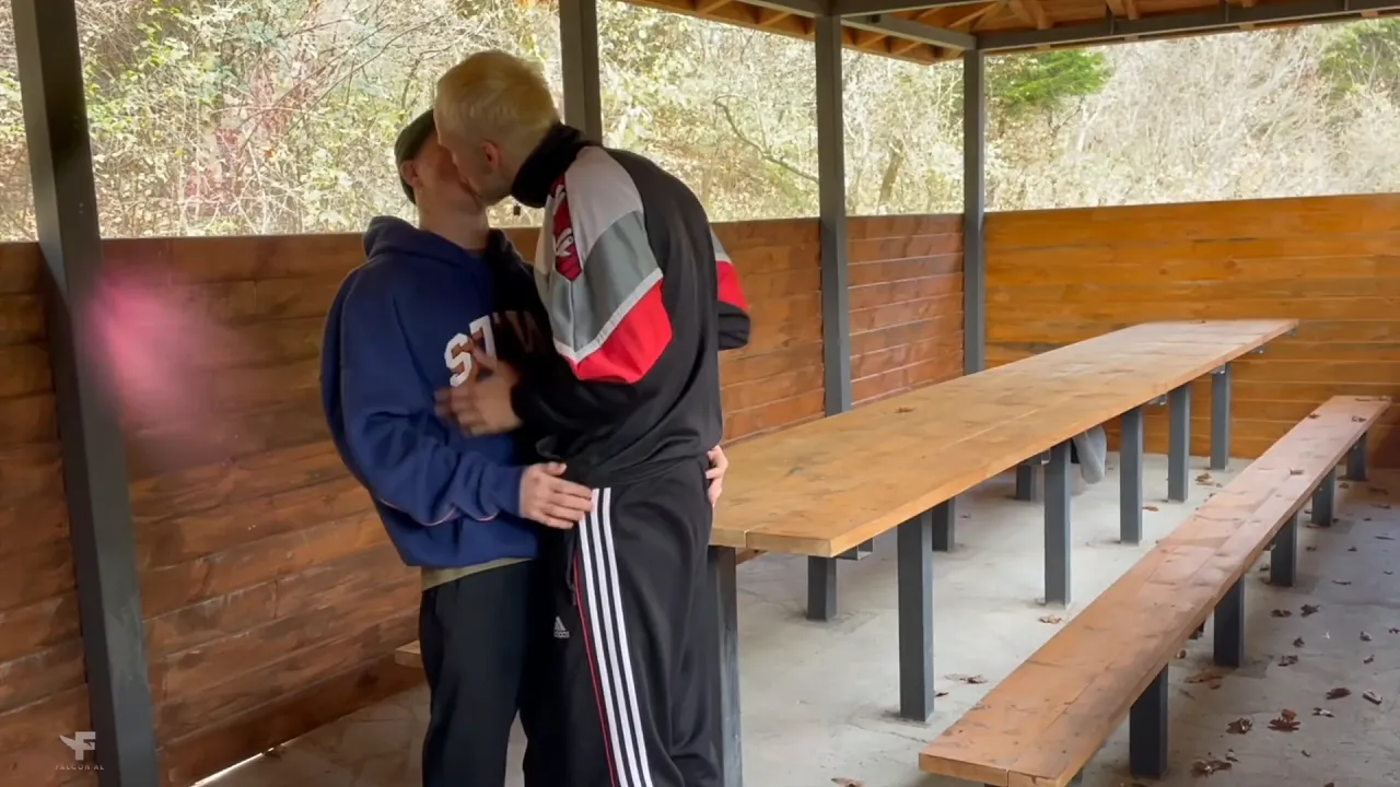 Gay amateur couple has intense bareback sex and blowjob in the woods