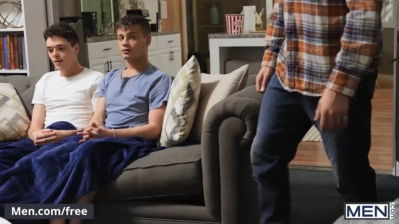 Gay stepbrothers Troye Dean and Ryan Bailey have bareback sex in the house