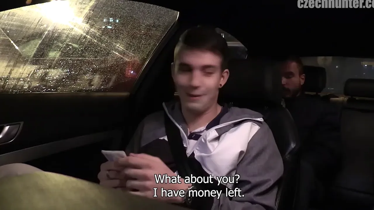 Gay hitchhiker rides a big cock and gets a cum shot in Prague