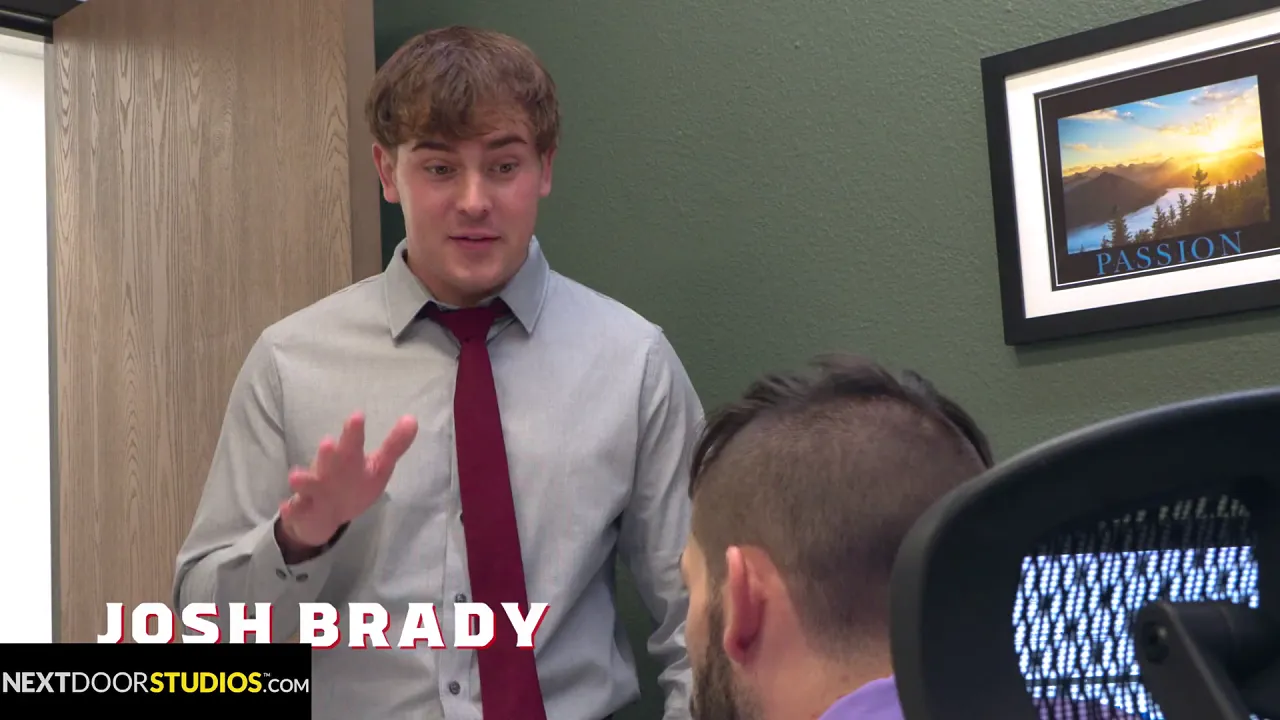 Office slut Julian Brady gets his big dick pounded by rival jock Josh Brady in rough