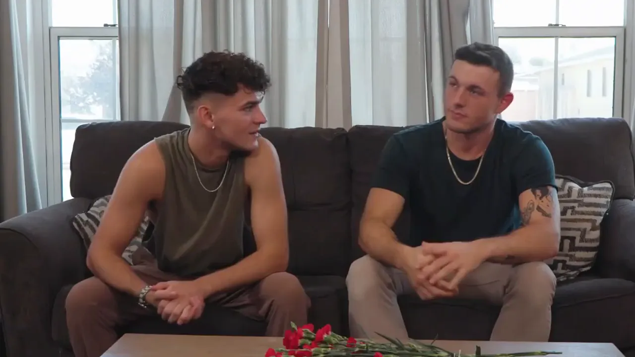 Straight guy fools around with his GF's gay friend, leading to a bareback anal fuck and