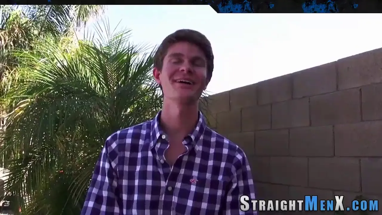 Straight twink solo masturbation outside