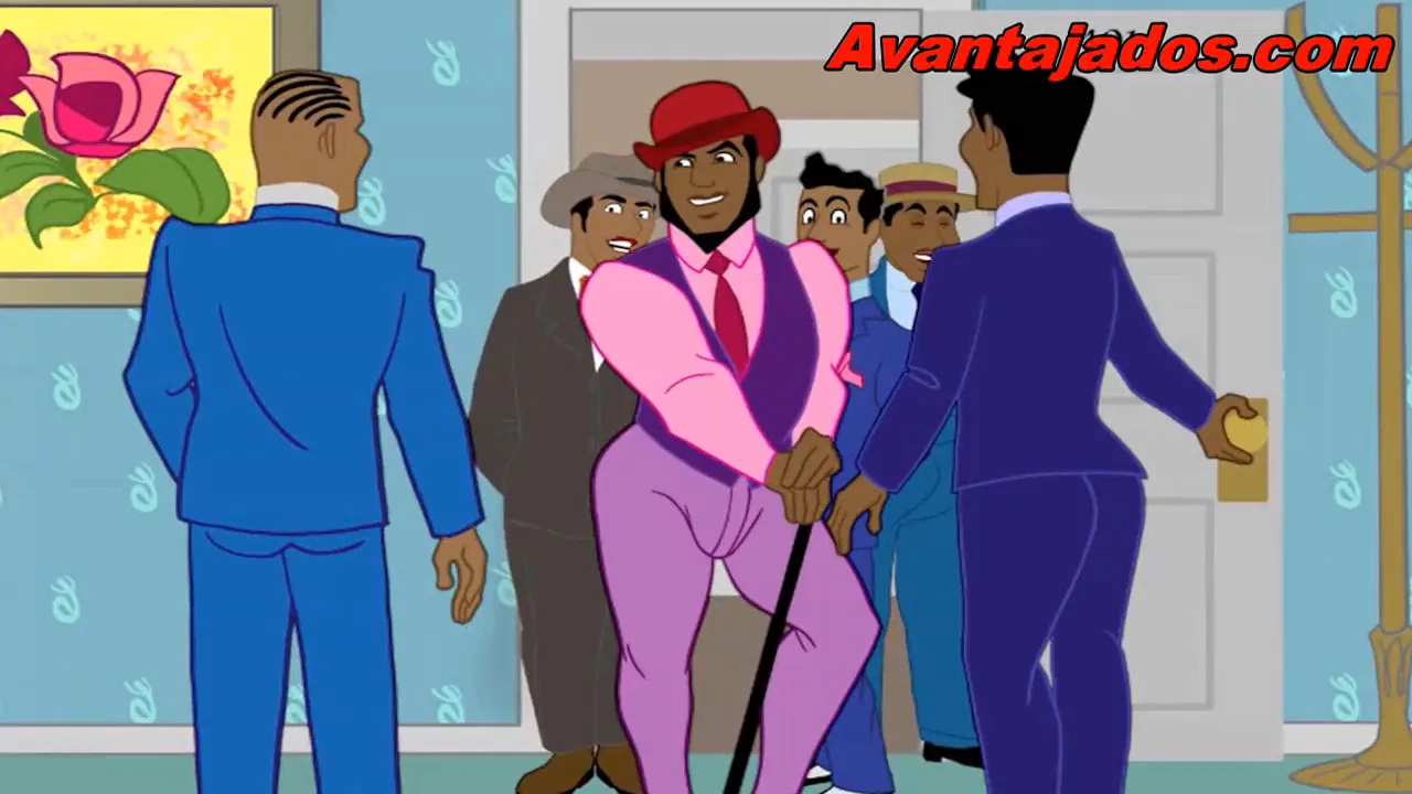 Gay black cartoon characters have sex