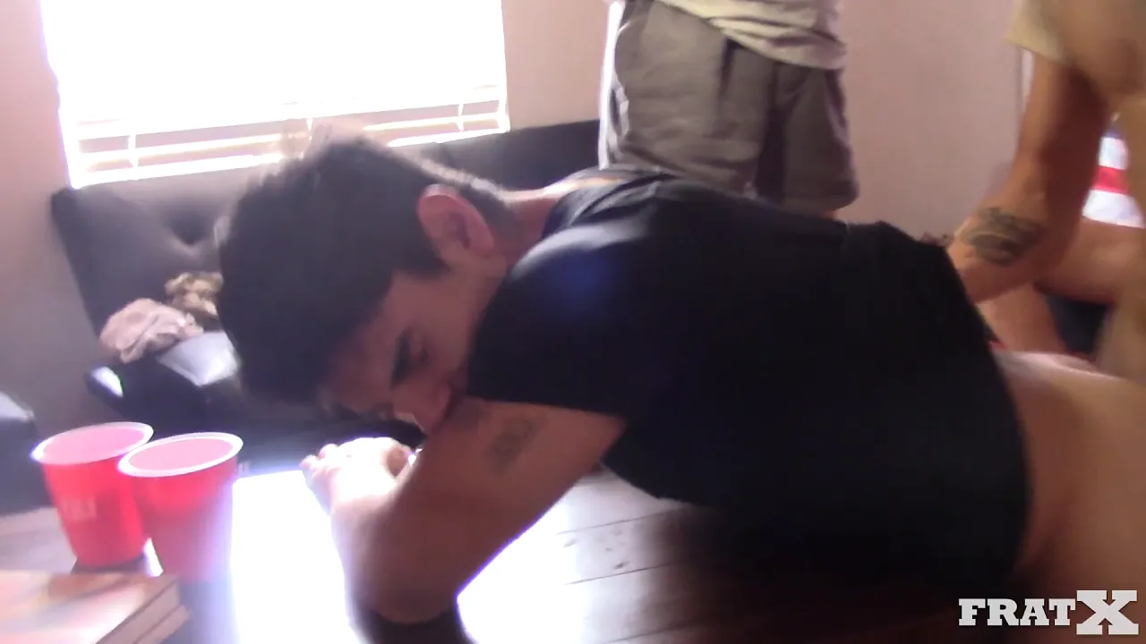 Gay group blowjob and rough sex with a big dick