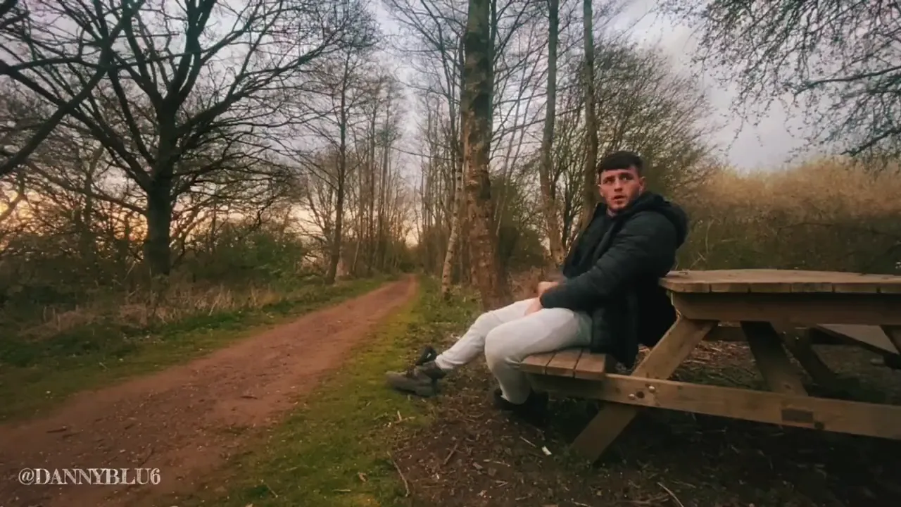Danny Blu wanks his big tattooed military dick on the nature trail